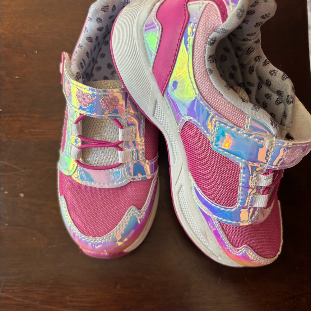 Vibrant Pink and Iridescent Kids Sneakers